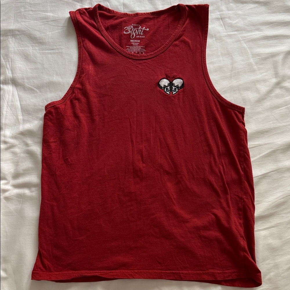 Eighty Eight Red Tank Top with Heart Design